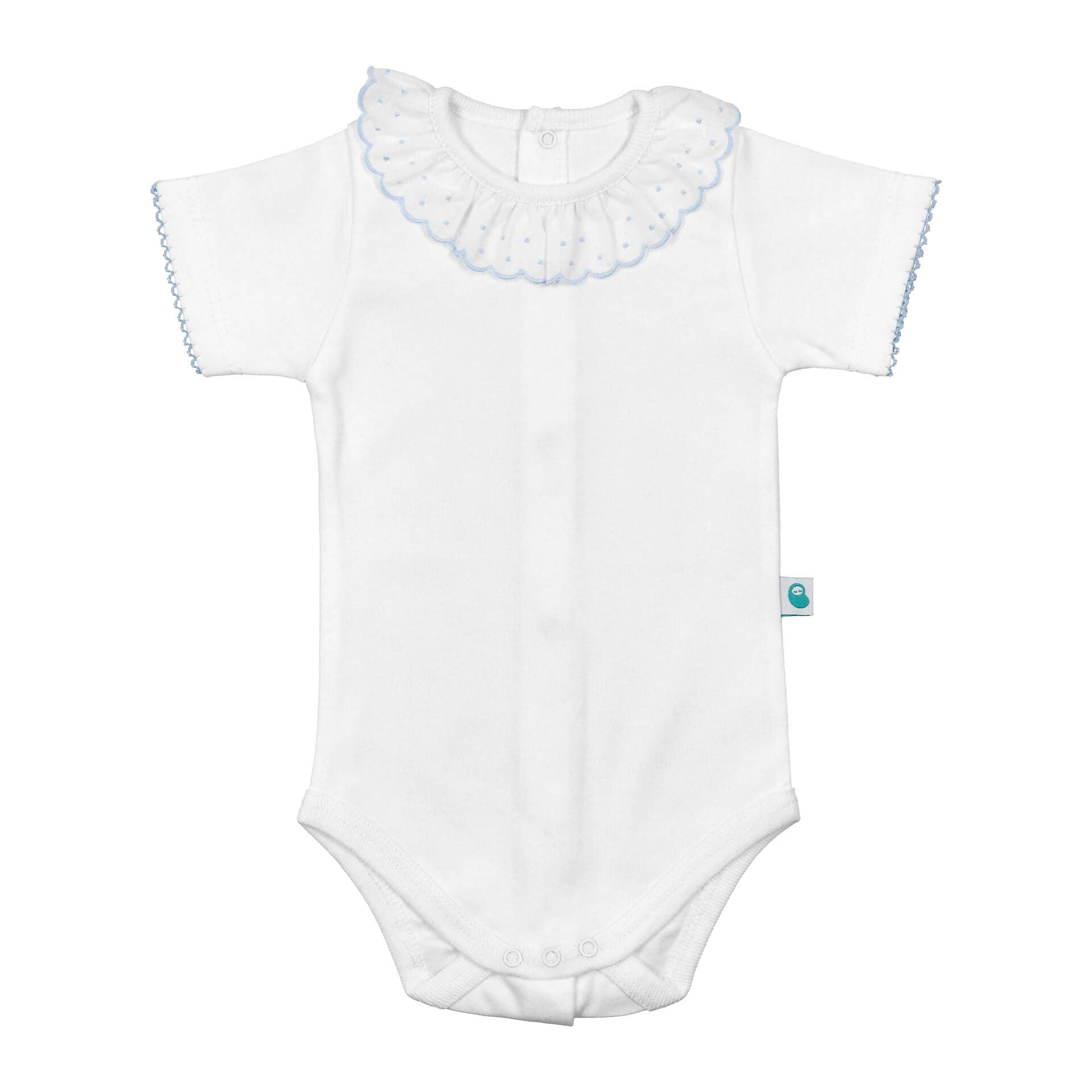 Cotton Baby Bodysuit Onesie with Spanish Lace Collar