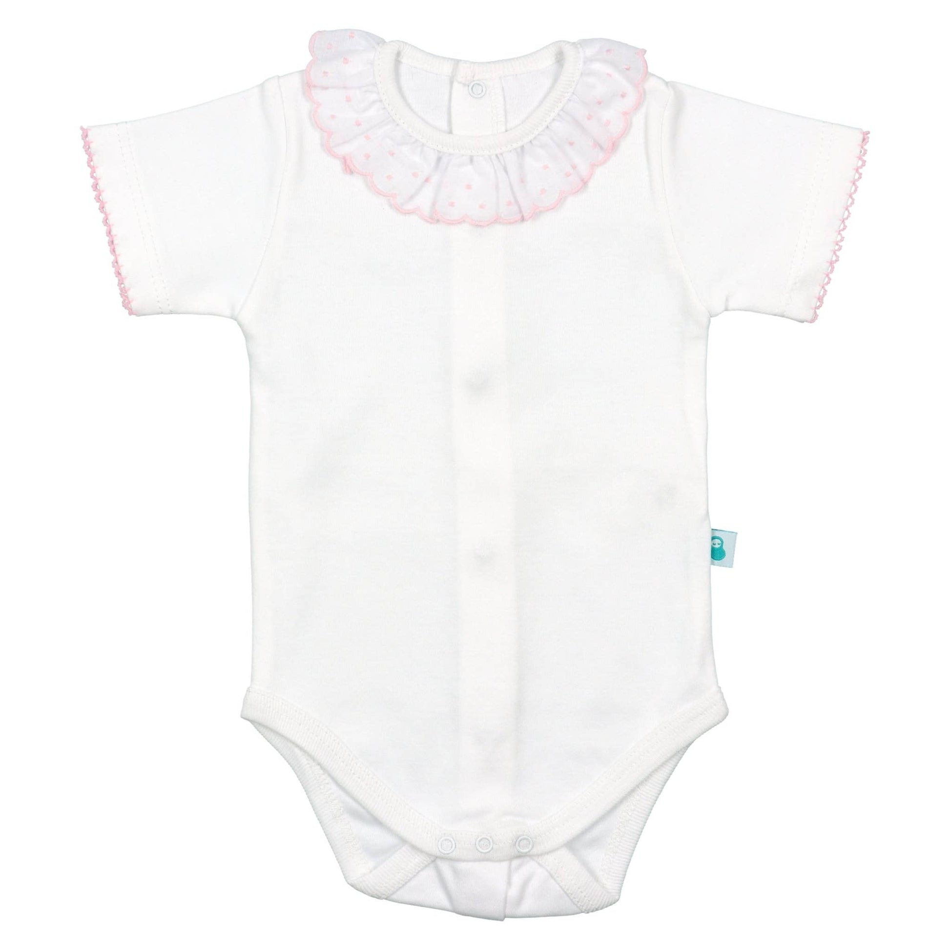 Cotton Baby Bodysuit Onesie with Spanish Lace Collar