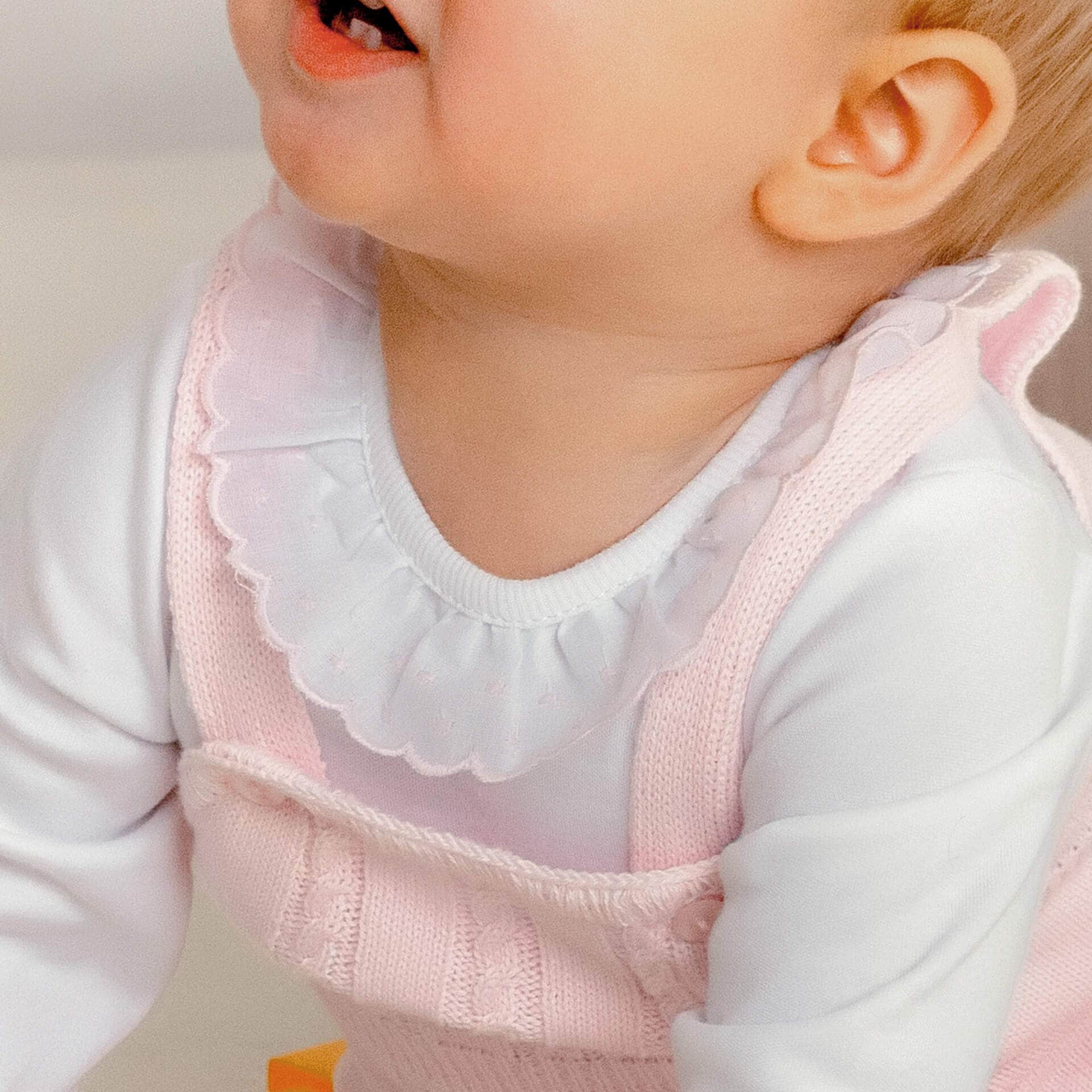 Cotton Baby Bodysuit Onesie with Spanish Lace Collar