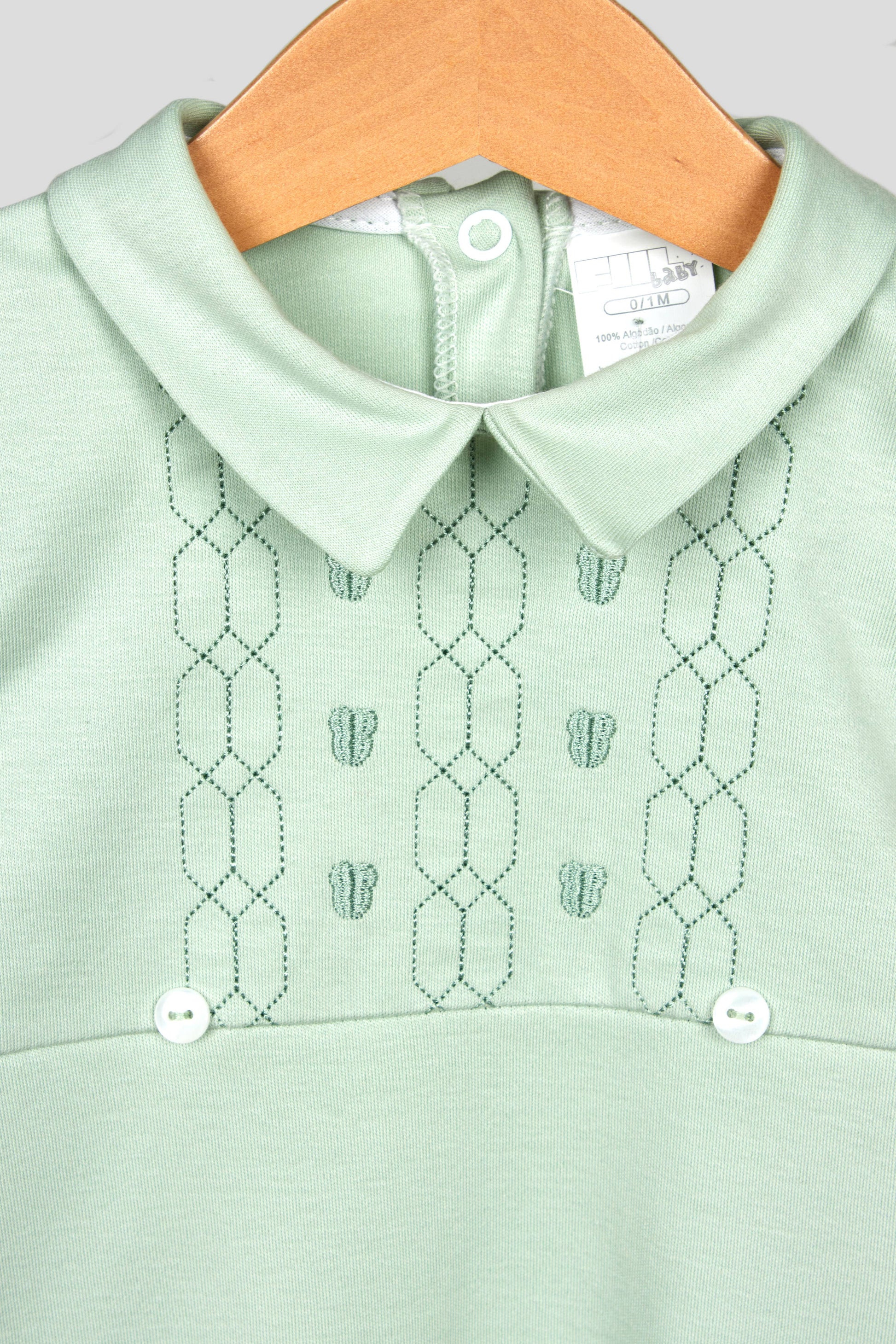 Embroidered Babygrow Collar and Back Opening 946/AL