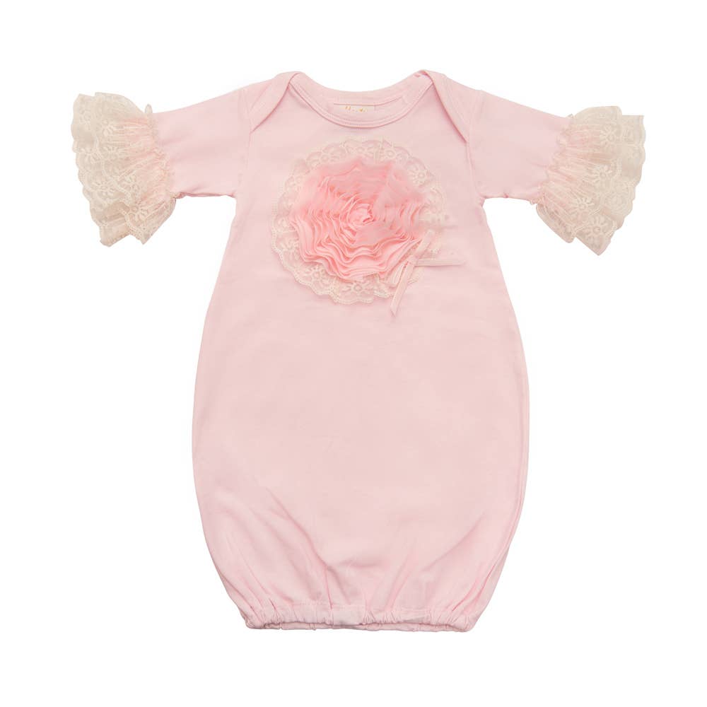 Haute Baby Pink Lullabye Baby Gown For Newborn Girl
