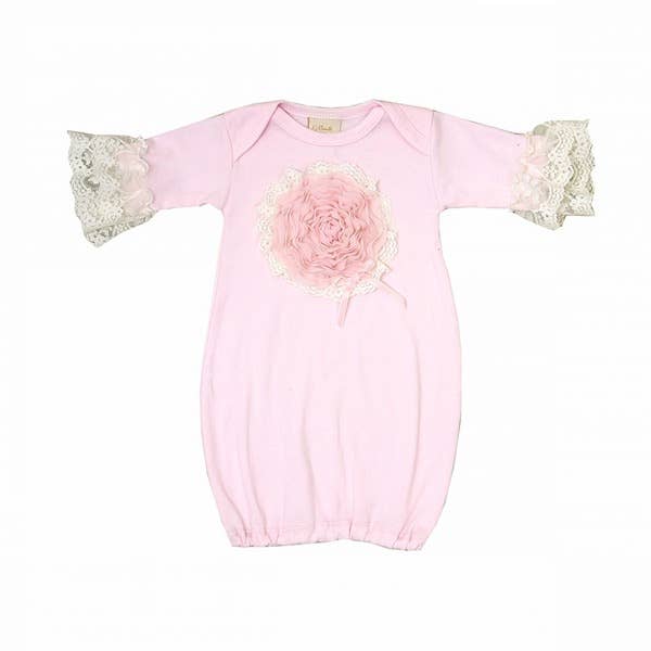 Haute Baby Pink Lullabye Baby Gown For Newborn Girl