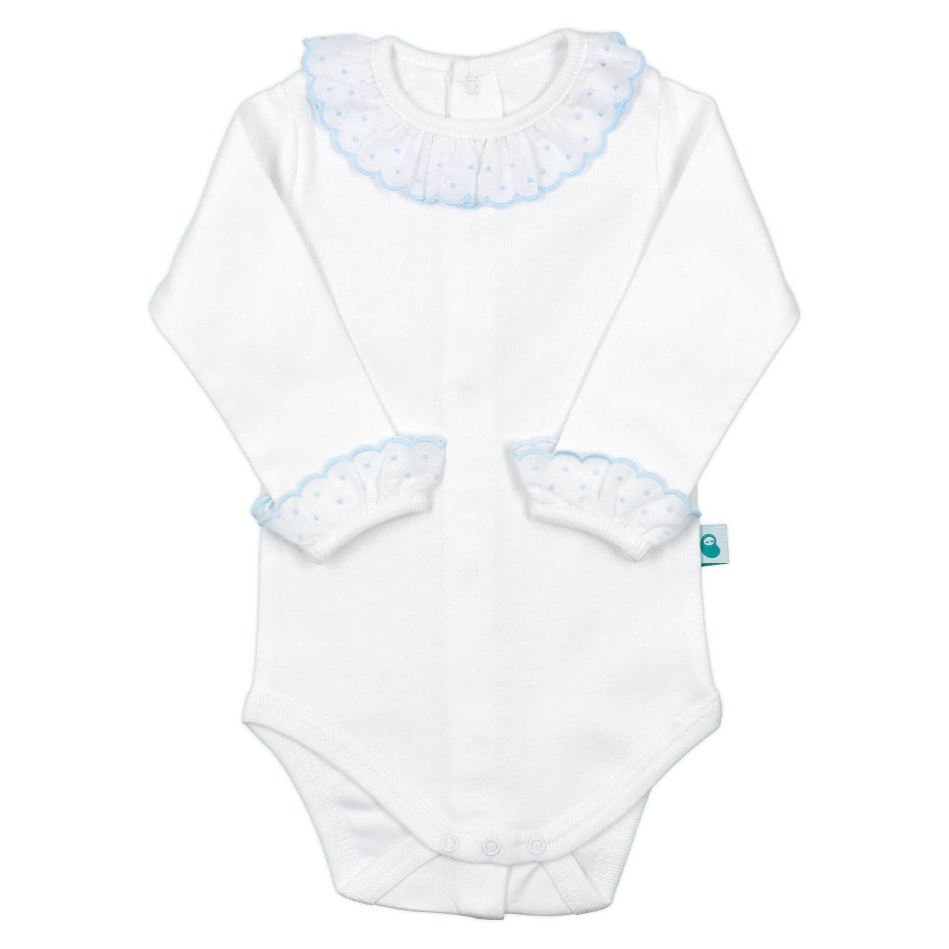 Cotton Baby Bodysuit Onesie with Spanish Lace Collar