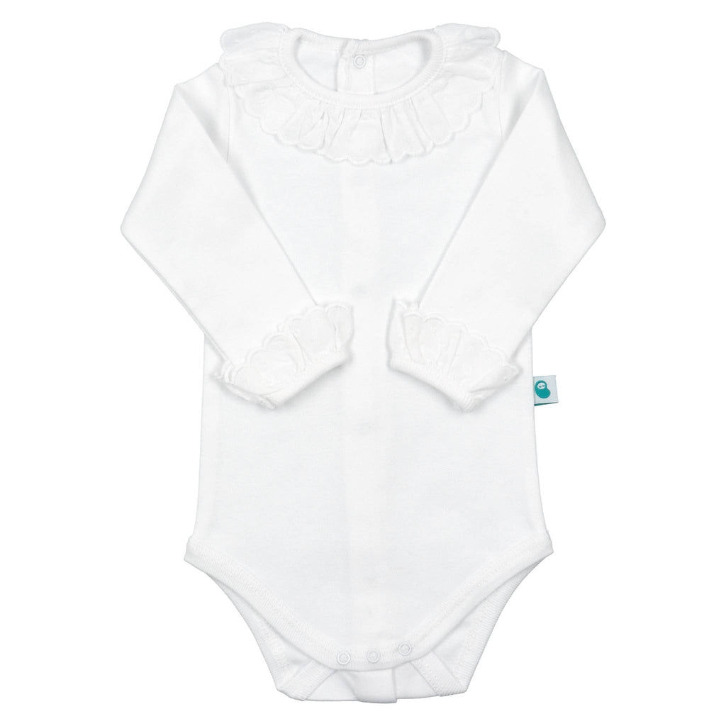 Cotton Baby Bodysuit Onesie with Spanish Lace Collar