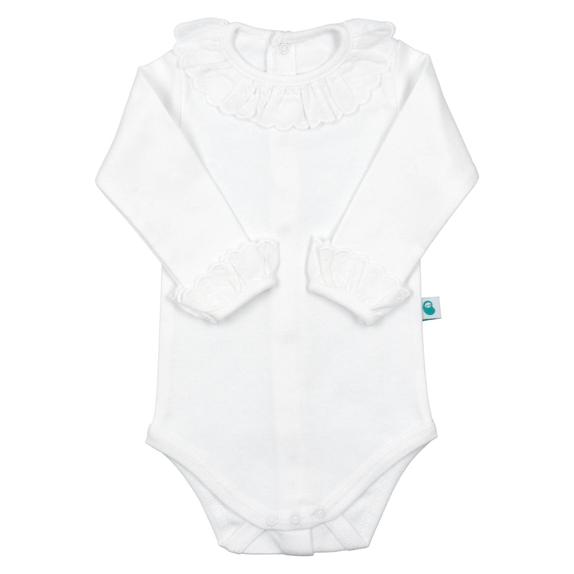 Cotton Baby Bodysuit Onesie with Spanish Lace Collar